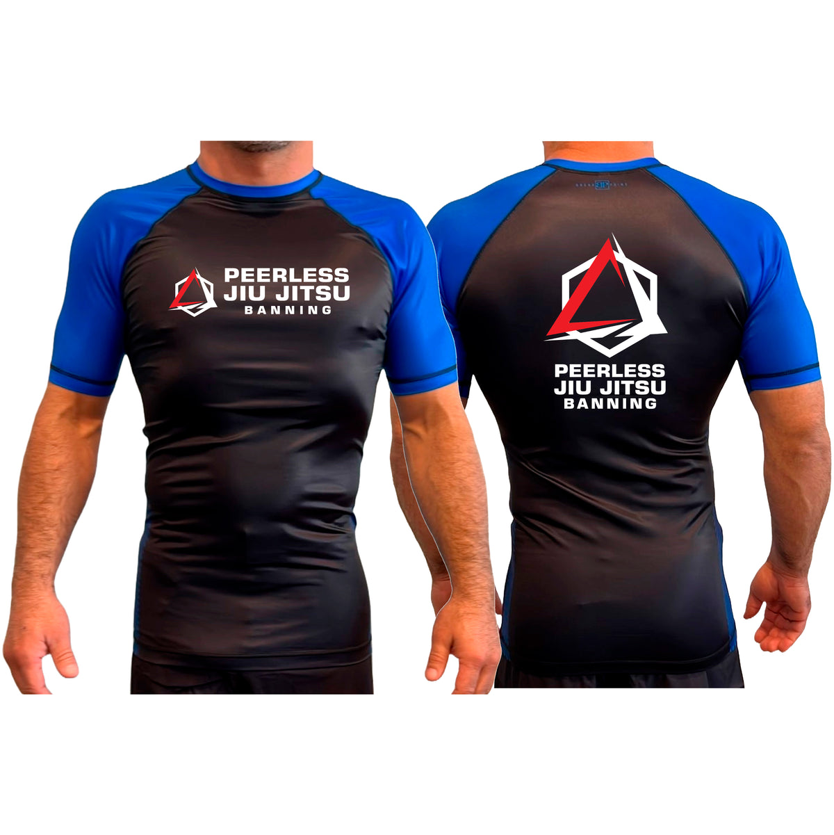 Peerless Jiu Jitsu All Black Ranked Short Sleeve Rash Guards #8244 A