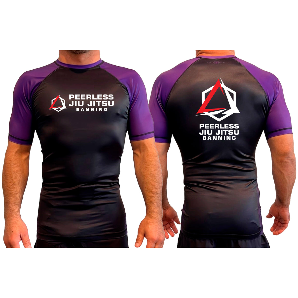 Peerless Jiu Jitsu All Black Ranked Short Sleeve Rash Guards #8244 A