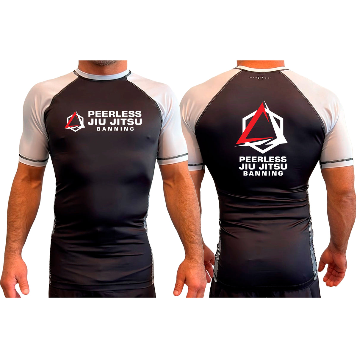Peerless Jiu Jitsu All Black Ranked Short Sleeve Rash Guards #8244 A