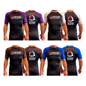 Peerless Jiu Jitsu All Black Ranked Short Sleeve Rash Guards #8244 A