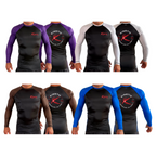 Kinetic BJJ All Black Ranked Long Sleeve Rash Guards #8248 A