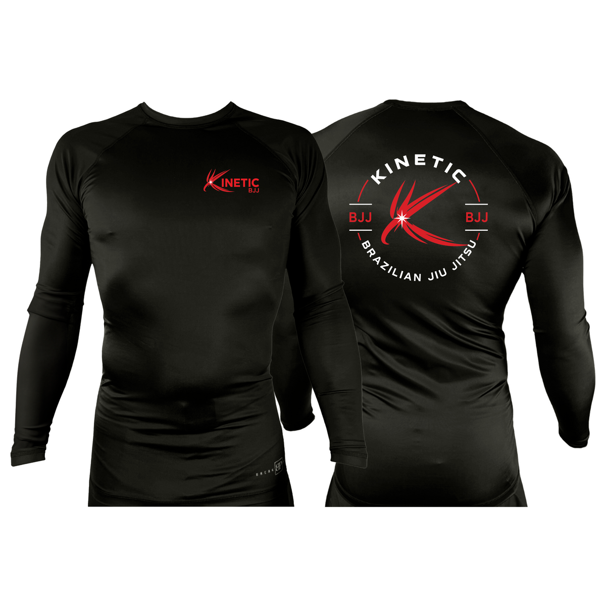 Kinetic BJJ All Black Rash Guards Long Sleeves #8248 A