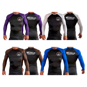 Valhalla Martial Arts All Black Ranked Long Sleeve Rash Guards #8249 A