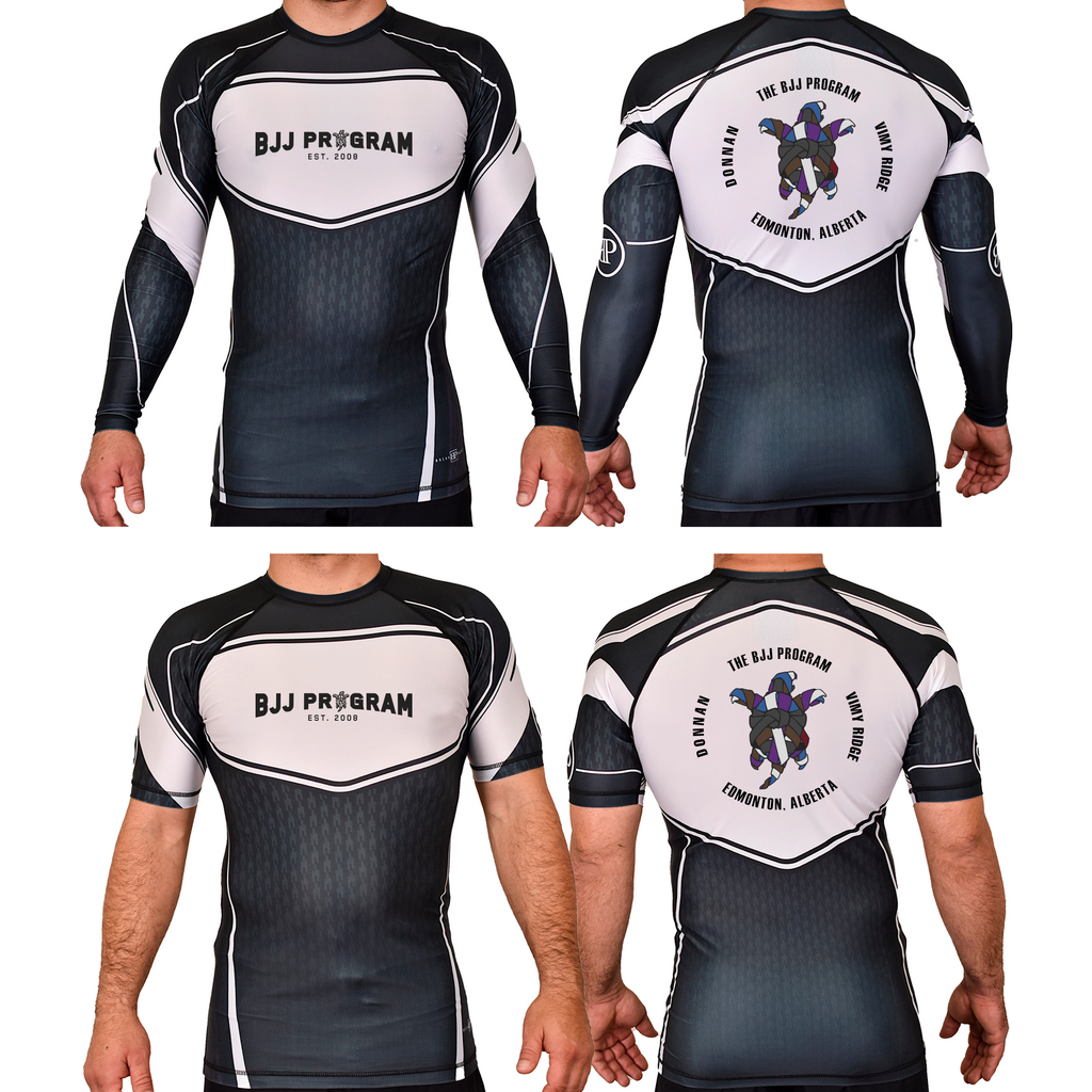BJJ Program Academy Rash Guards Black/White #8250 A
