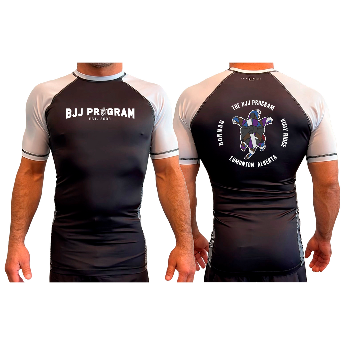 BJJ Program All Black Ranked Short Sleeve Rash Guards #8250 A