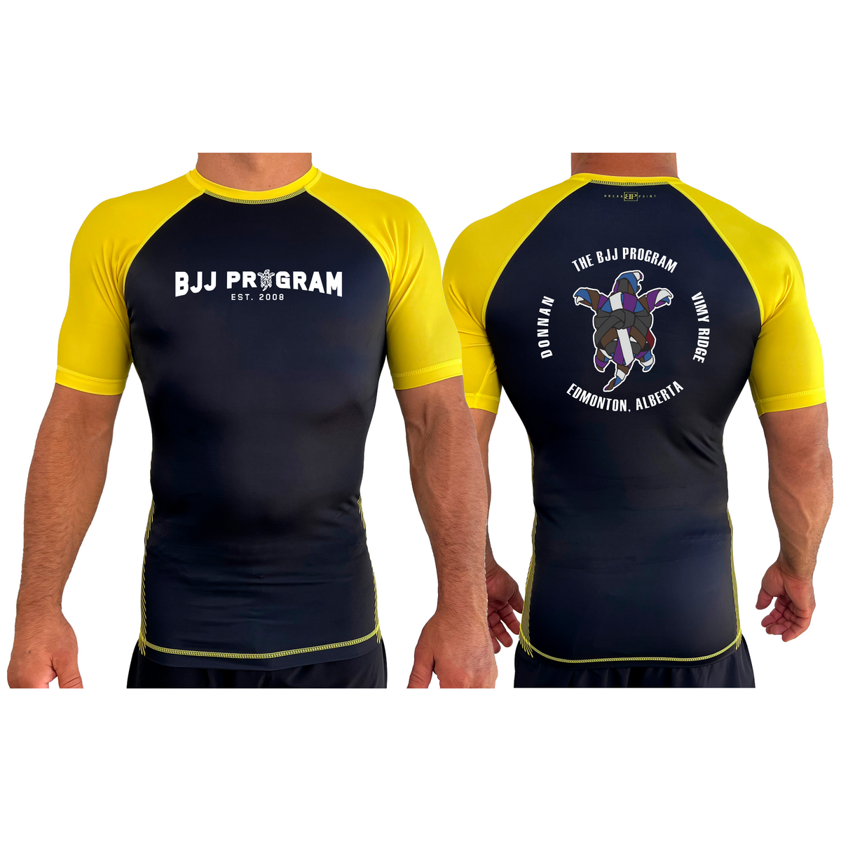 BJJ Program All Black Ranked Short Sleeve Rash Guards #8250 A