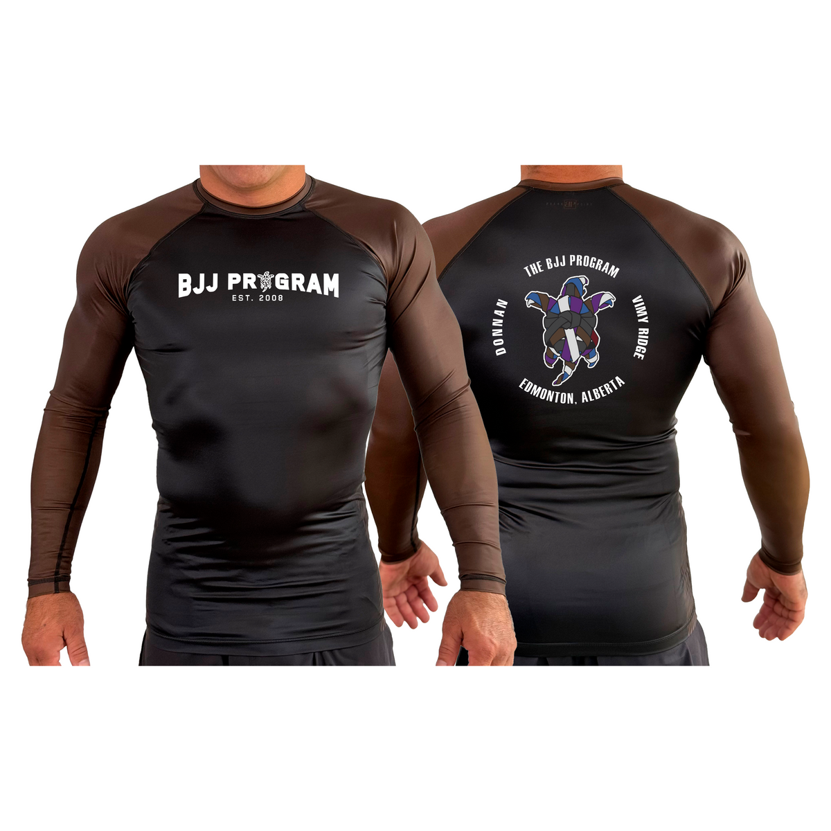 BJJ Program All Black Ranked Long Sleeve Rash Guards #8250 A
