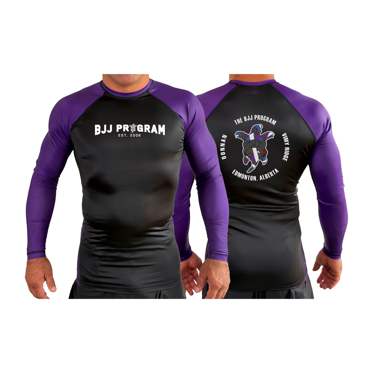 BJJ Program All Black Ranked Long Sleeve Rash Guards #8250 A