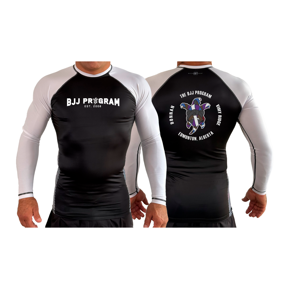 BJJ Program All Black Ranked Long Sleeve Rash Guards #8250 A