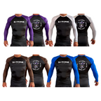 BJJ Program All Black Ranked Long Sleeve Rash Guards #8250 A