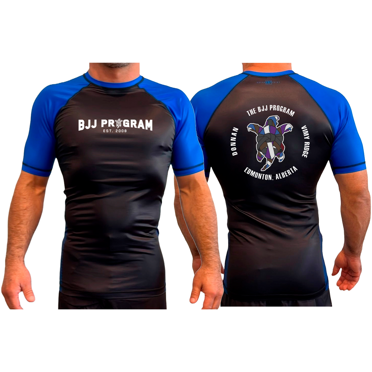 BJJ Program All Black Ranked Short Sleeve Rash Guards #8250 A