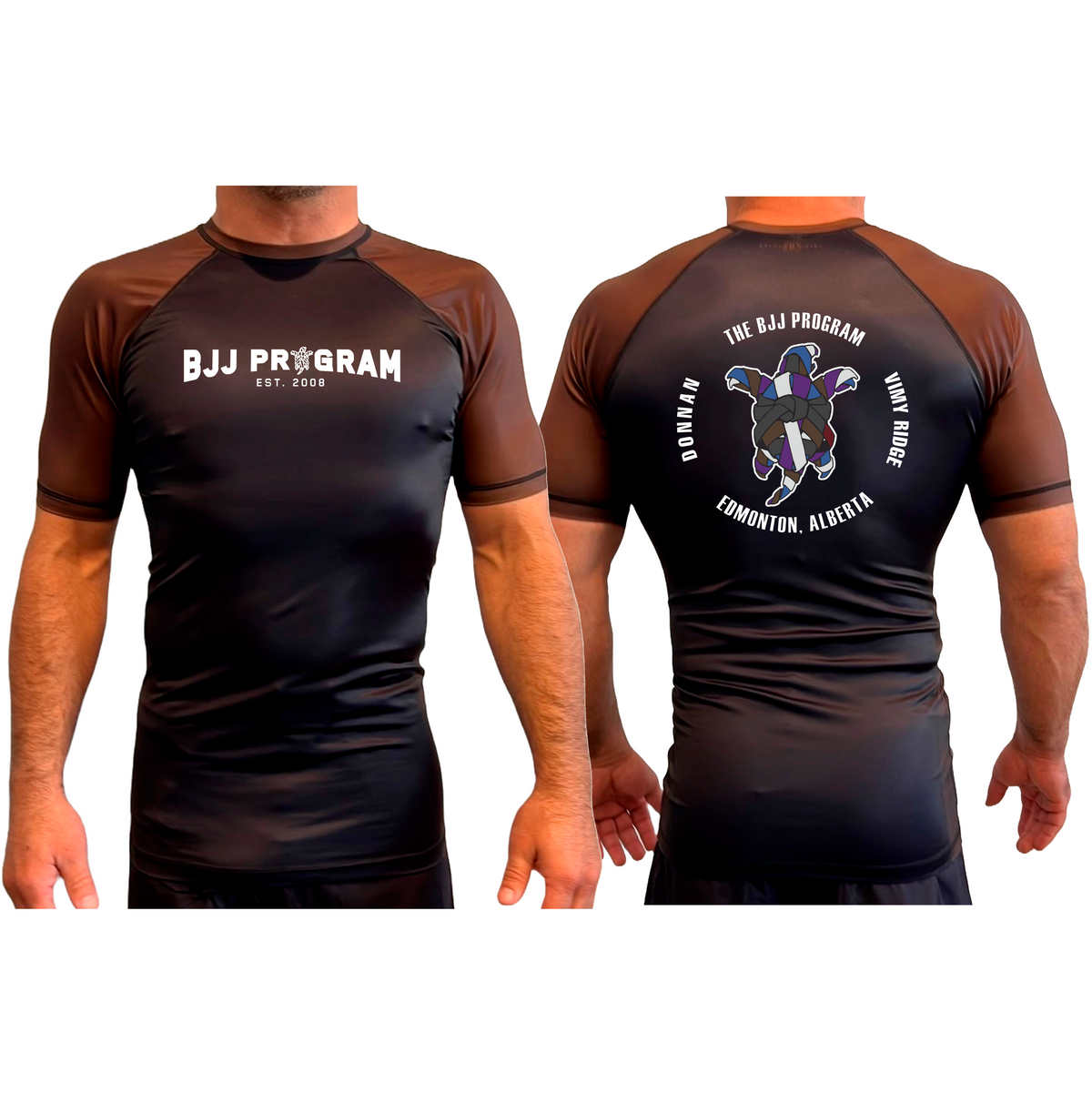 BJJ Program All Black Ranked Short Sleeve Rash Guards #8250 A