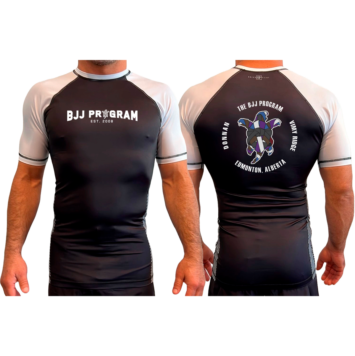 BJJ Program All Black Ranked Short Sleeve Rash Guards #8250 A