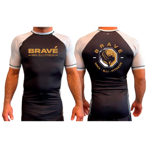 Brave MMA All Black Ranked Short Sleeve Rash Guards #8252 A