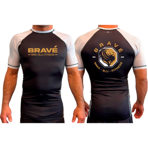 Brave MMA All Black Ranked Short Sleeve Rash Guards #8252 A