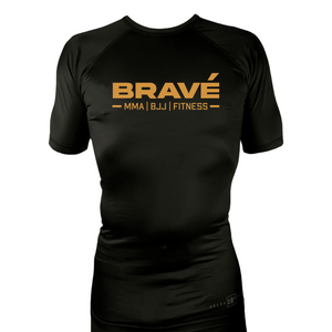 Brave MMA All Black Custom Rash Guards Short Sleeves #8252 A