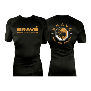 Brave MMA All Black Custom Rash Guards Short Sleeves #8252 A