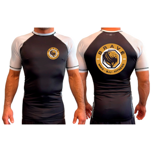 Brave MMA All Black Ranked Short Sleeve Rash Guards #8252 B