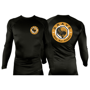 Brave MMA All Black Custom Rash Guards Long Sleeves #8252 B