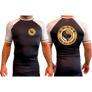 Brave MMA All Black Ranked Short Sleeve Rash Guards #8252 B