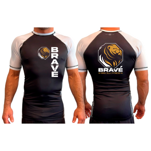 Brave MMA All Black Ranked Short Sleeve Rash Guards #8252 E