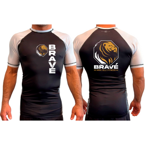Brave MMA All Black Ranked Short Sleeve Rash Guards #8252 E