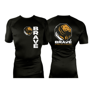 Brave MMA All Black Custom Rash Guards Short Sleeves #8252 E