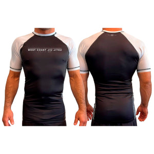 West Coast All Black Ranked Short Sleeve Rash Guards #8253 A