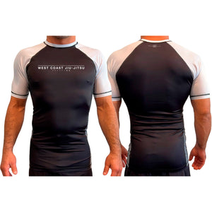 West Coast All Black Ranked Short Sleeve Rash Guards #8253 A