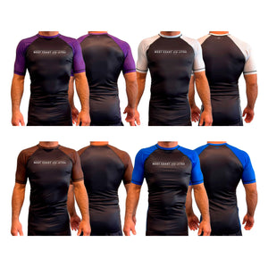 West Coast All Black Ranked Short Sleeve Rash Guards #8253 A