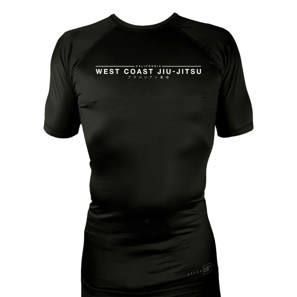 West Coast All Black Rash Guards Short Sleeves #8253 A