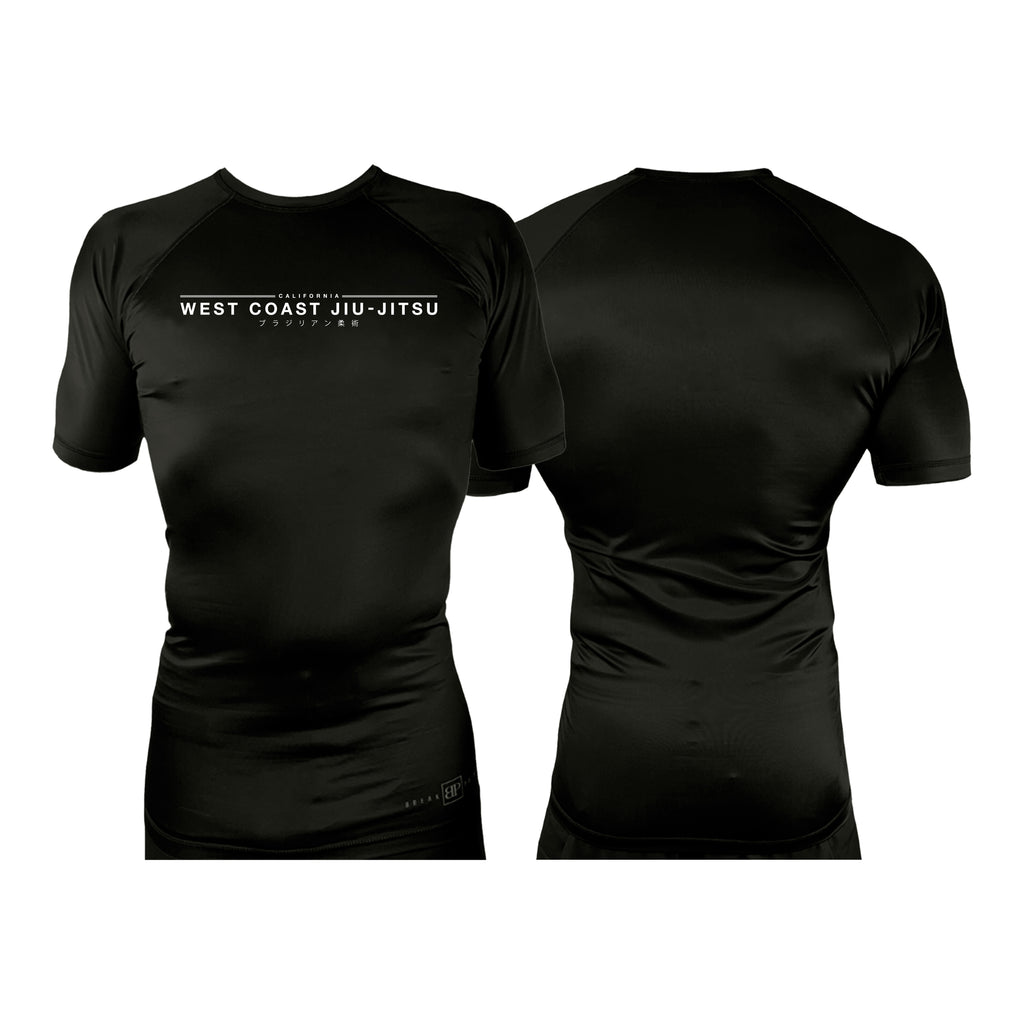 West Coast All Black Rash Guards Short Sleeves #8253 A