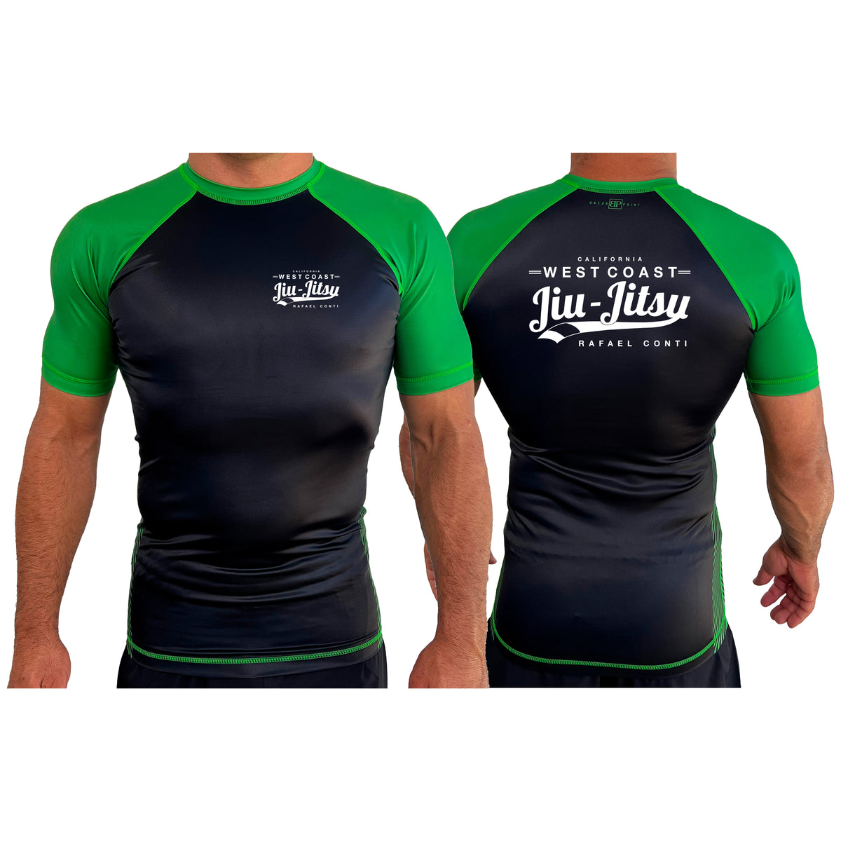 West Coast All Black Ranked Short Sleeve Rash Guards #8253 C