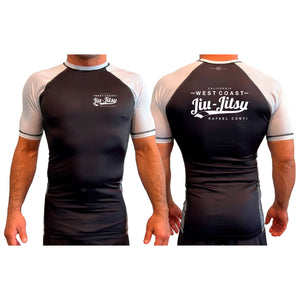 West Coast All Black Ranked Short Sleeve Rash Guards #8253 C