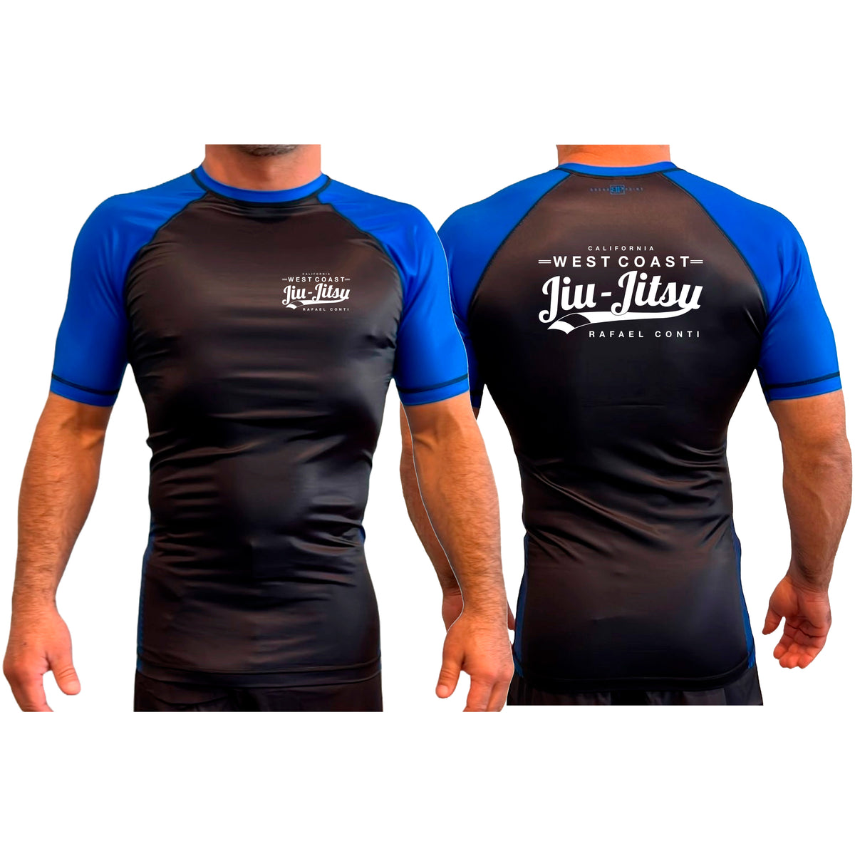 West Coast All Black Ranked Short Sleeve Rash Guards #8253 C