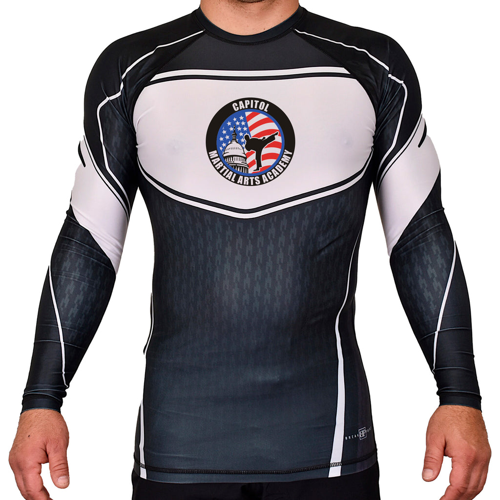 Capitol Martial Arts Academy Rash Guards Black/White #8256 A
