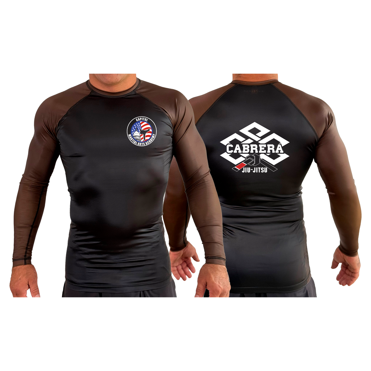 Capitol Martial Arts All Black Ranked Long Sleeve Rash Guards #8256 A