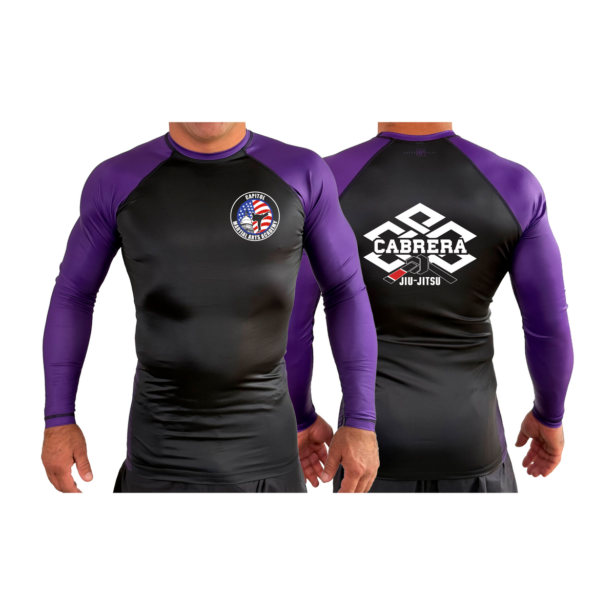 Capitol Martial Arts All Black Ranked Long Sleeve Rash Guards #8256 A