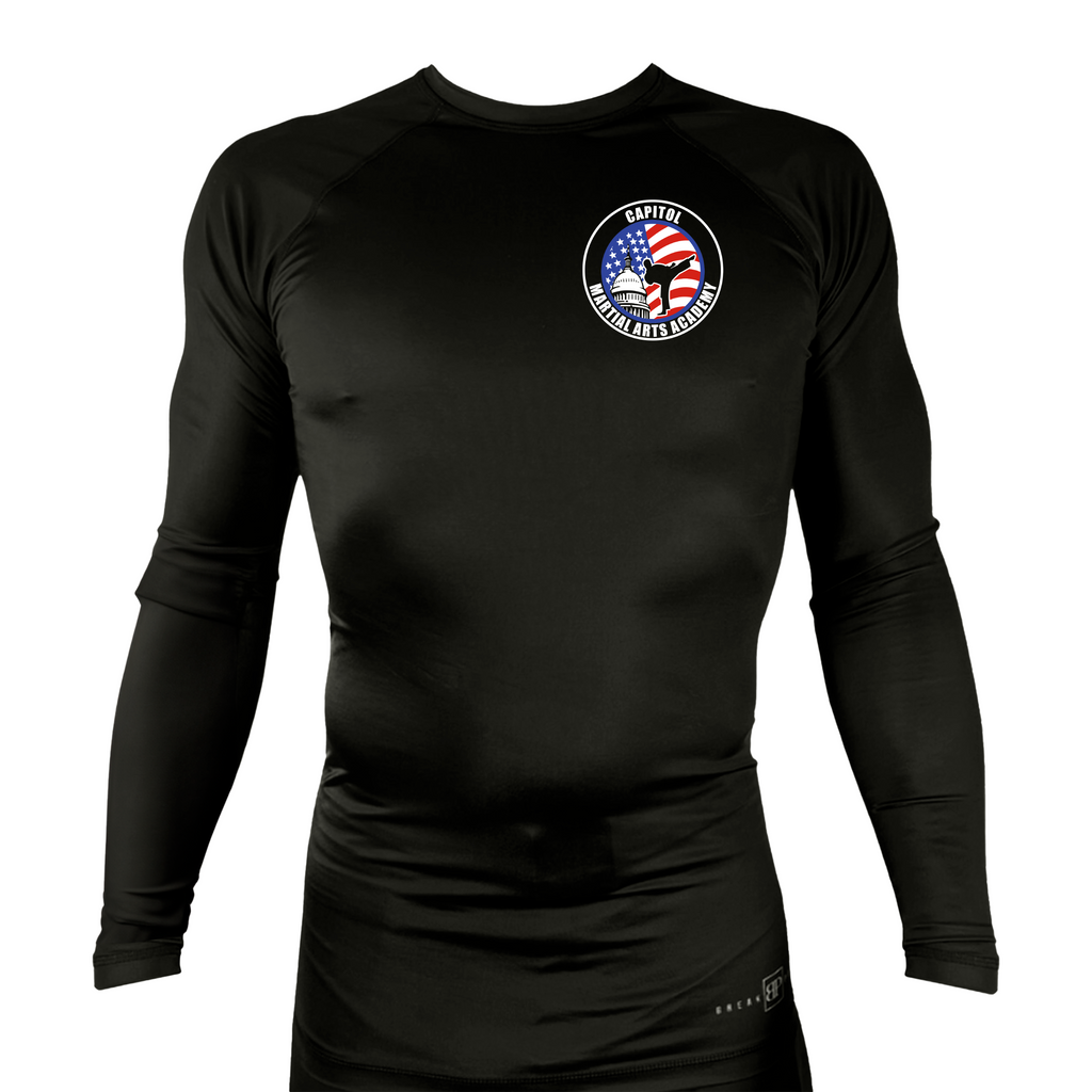 Capitol Martial Arts All Black Custom Rash Guards Long Sleeves #8256 A