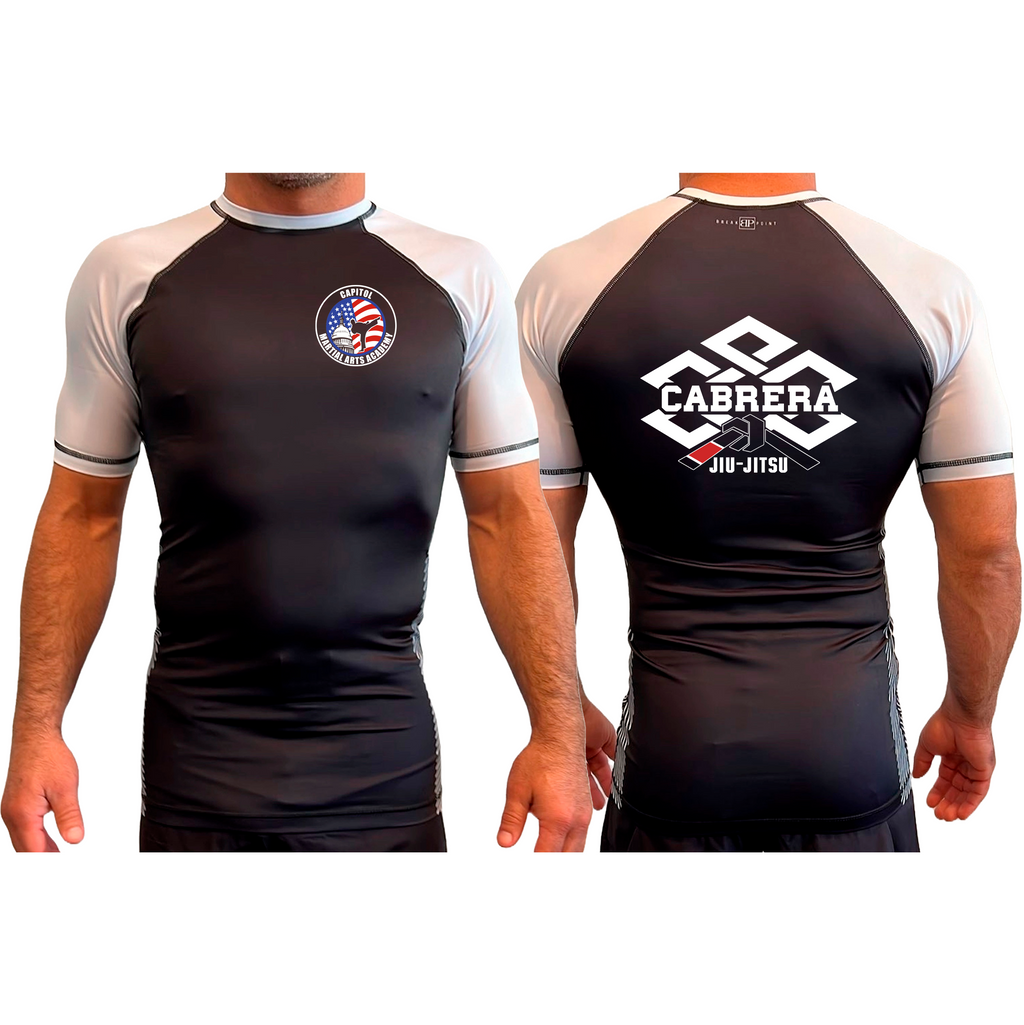 Capitol Martial Arts All Black Ranked Short Sleeve Rash Guards #8256 A