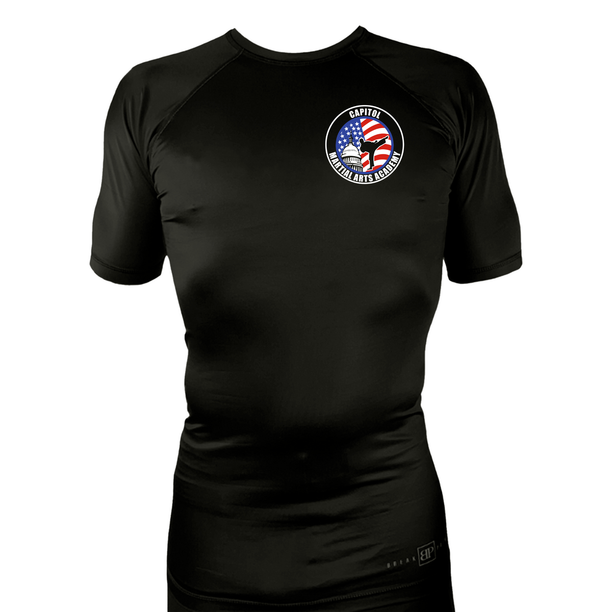 Capitol Martial Arts All Black Custom Rash Guards Short Sleeves #8256 A