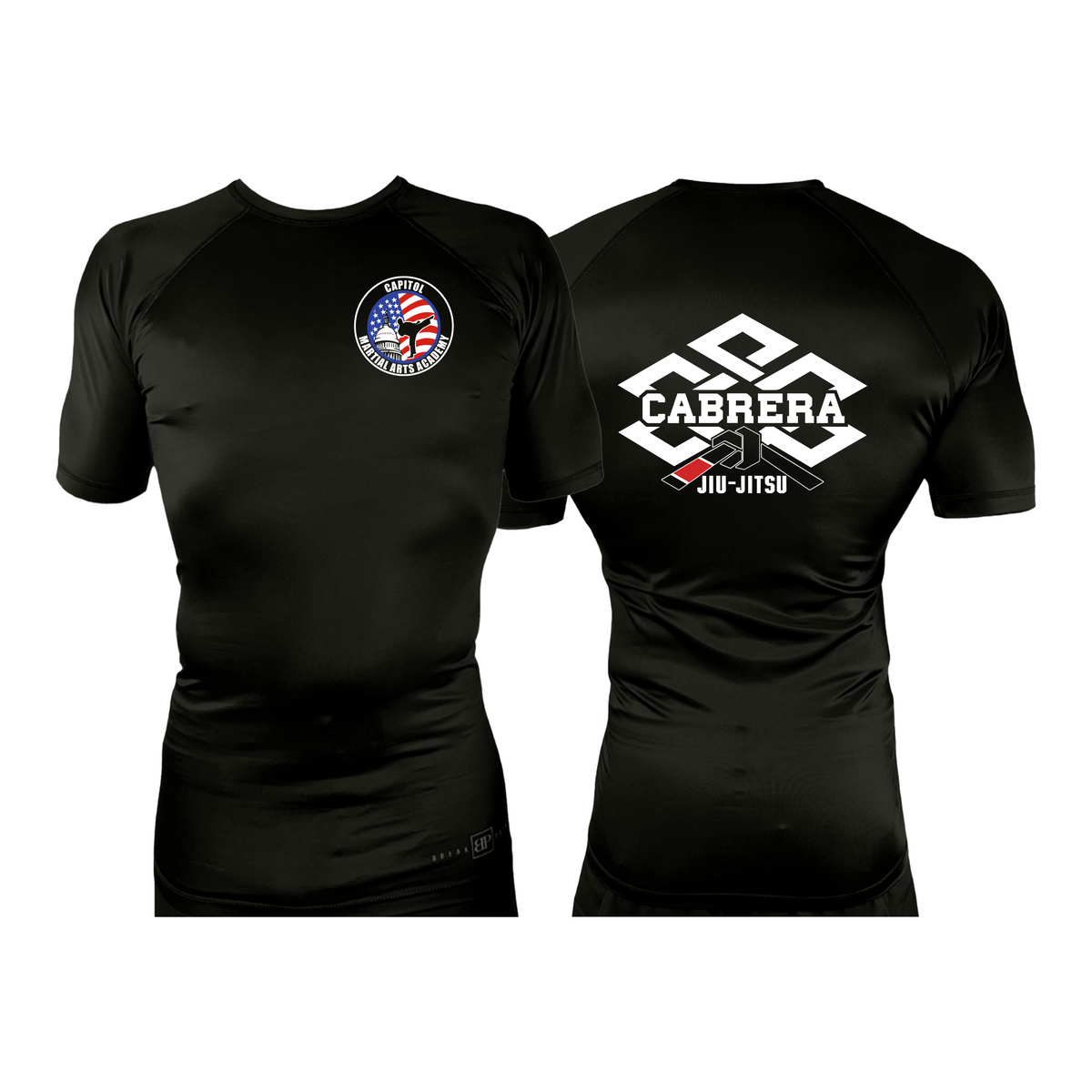 Capitol Martial Arts All Black Custom Rash Guards Short Sleeves #8256 A
