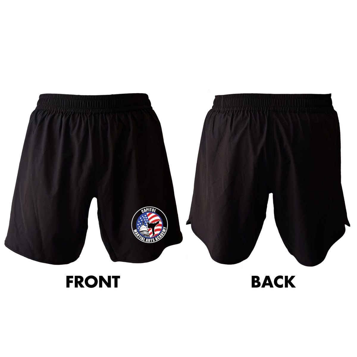 Capitol Martial Arts All Black Custom Shorts 2.0 #8256 A