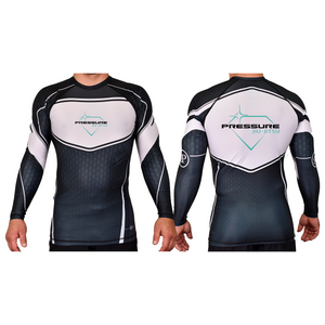 Pressure Jiu Jitsu Academy Rash Guards Black/White #8257 A
