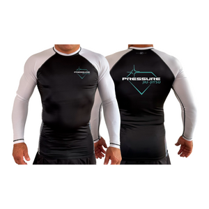 Pressure Jiu Jitsu All Black Ranked Long Sleeve Rash Guards #8257 A