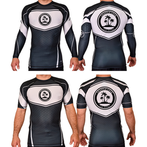 Grapple Cove Academy Rash Guards Black/White #8259 A