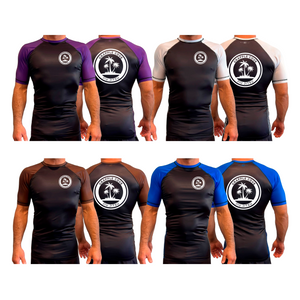 Grapple Cove All Black Ranked Short Sleeve Rash Guards #8259 A