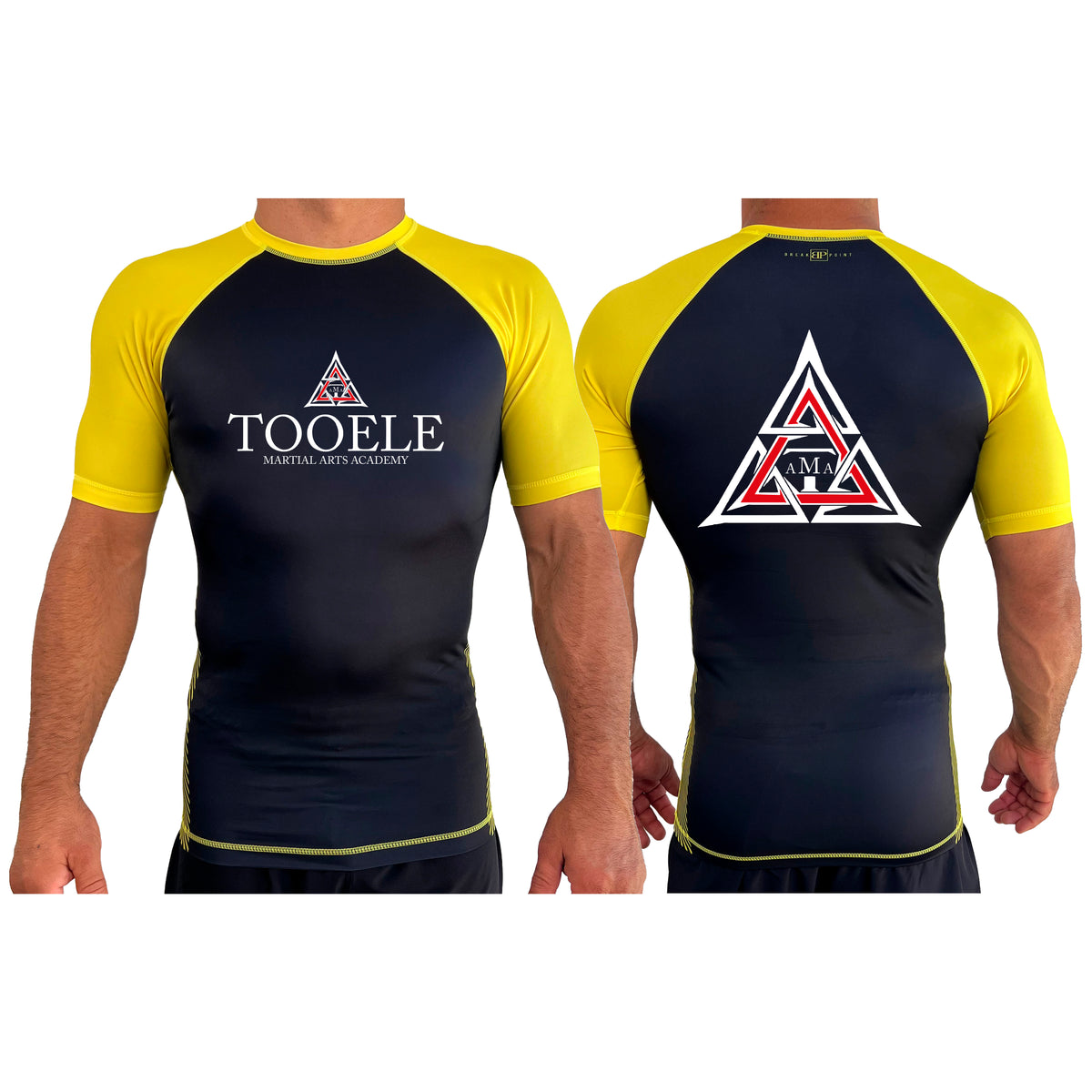 Tooele Martial Arts All Black Ranked Short Sleeve Rash Guards #8261 A