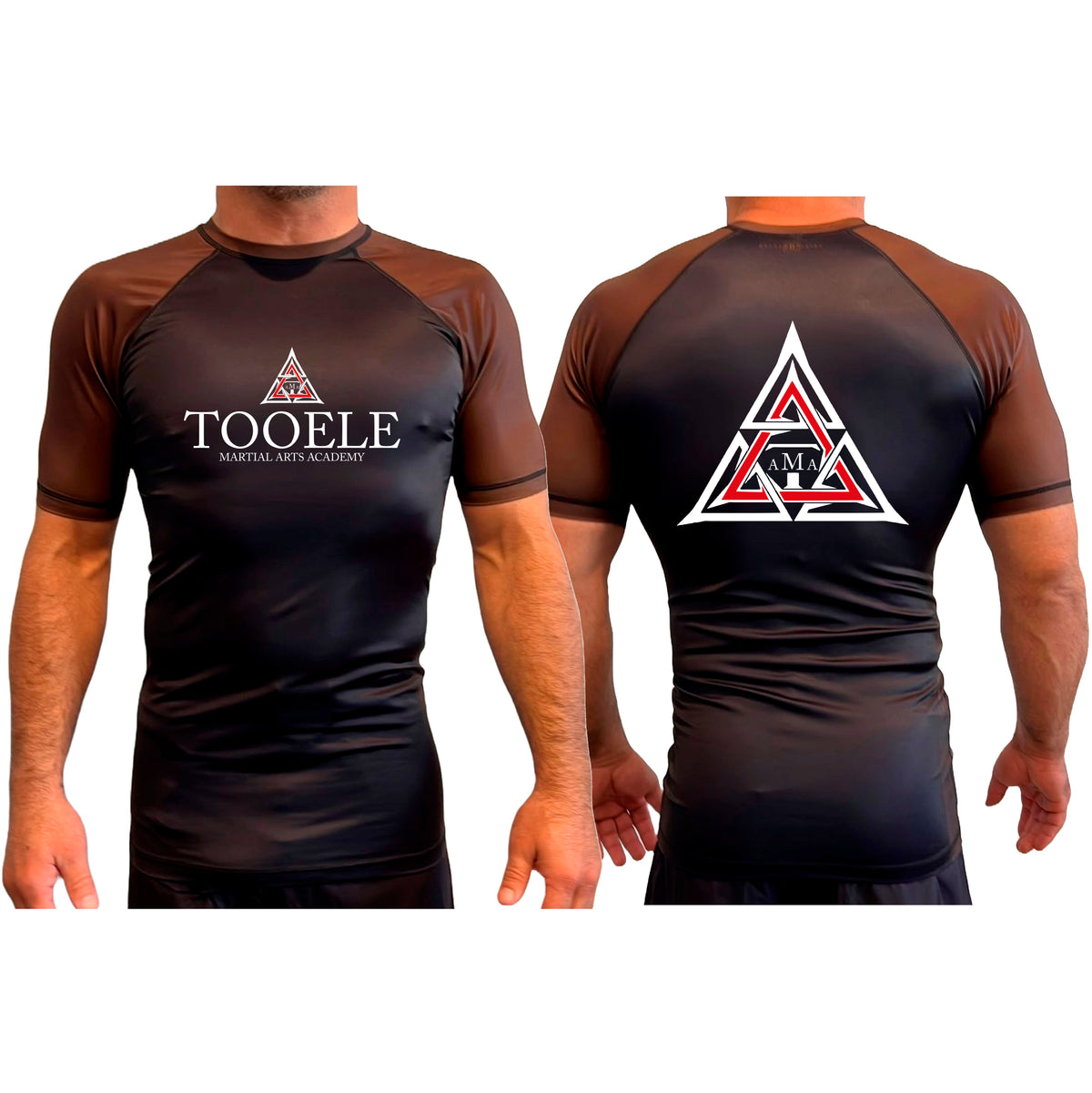 Tooele Martial Arts All Black Ranked Short Sleeve Rash Guards #8261 A