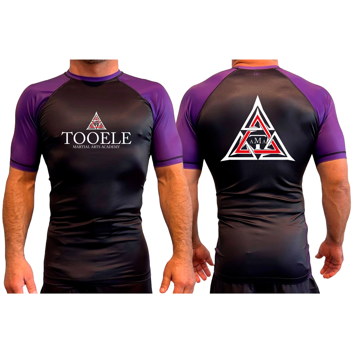 Tooele Martial Arts All Black Ranked Short Sleeve Rash Guards #8261 A